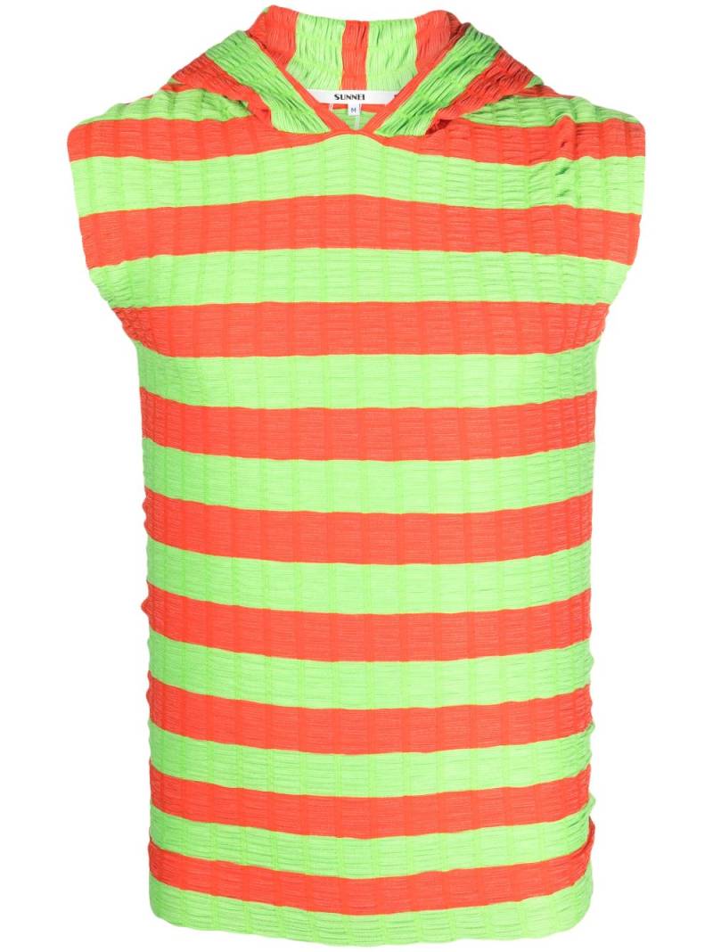 Sunnei striped sleeveless hoodie - Orange von Sunnei