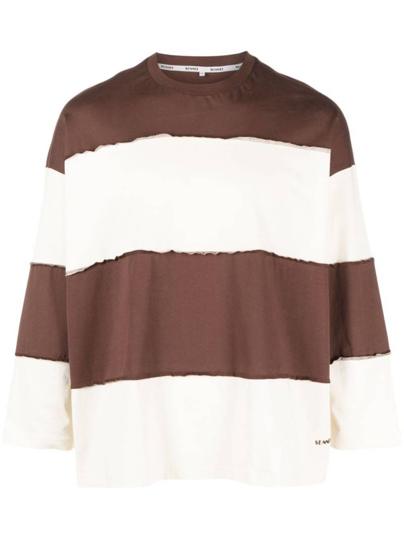 Sunnei three-quarter sleeved cotton T-shirt - Brown von Sunnei