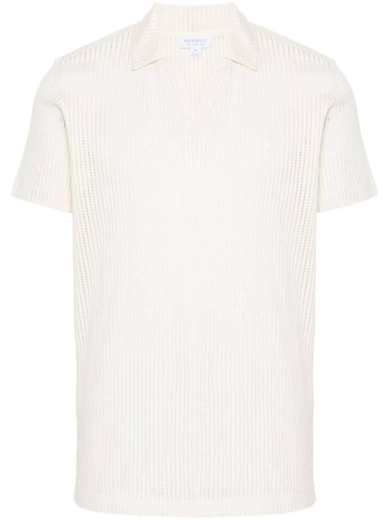 Sunspel Linear mesh design polo shirt - Neutrals von Sunspel