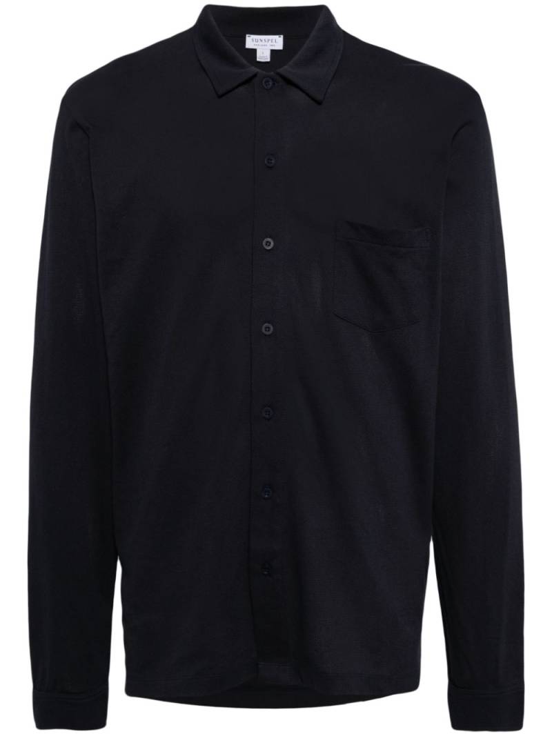 Sunspel Riviera piqué-weave shirt - Blue von Sunspel