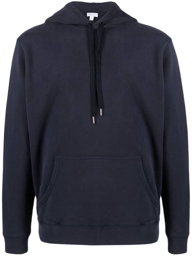 Sunspel drawstring-fastening cotton hoodie - Blue von Sunspel