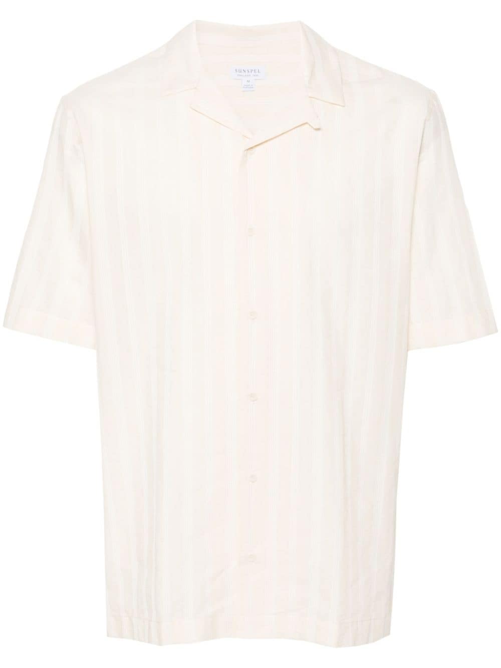 Sunspel embroidered-stripes cotton shirt - Neutrals von Sunspel