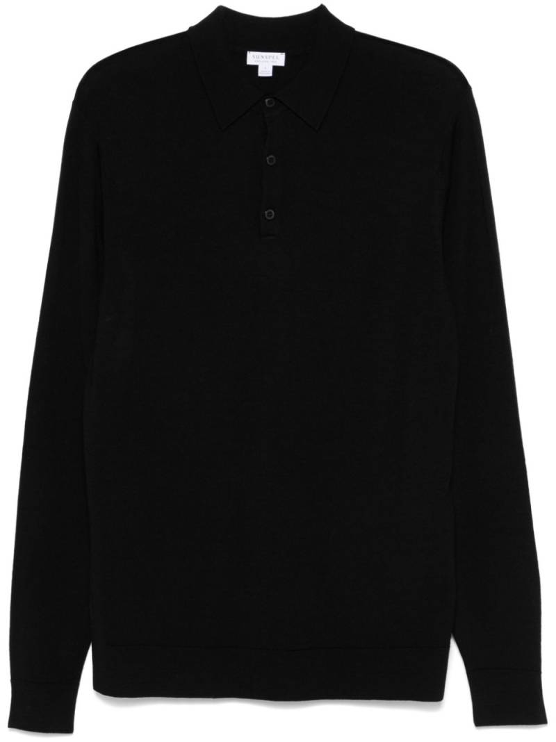 Sunspel extra‑fine merino polo shirt - Black von Sunspel