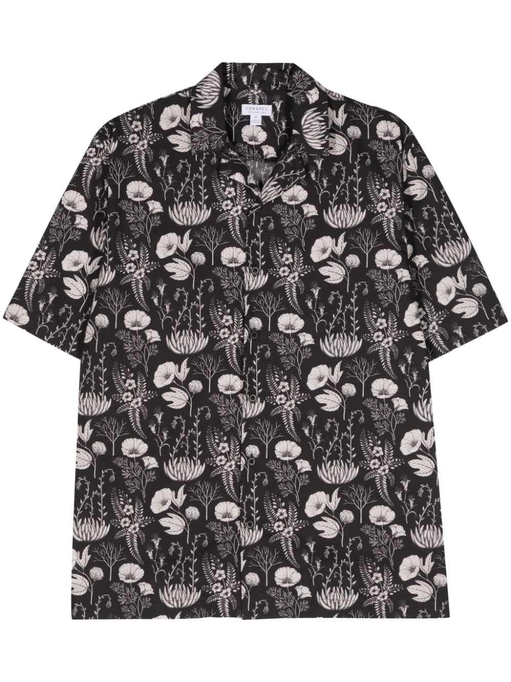 Sunspel floral-print cotton shirt - Black von Sunspel