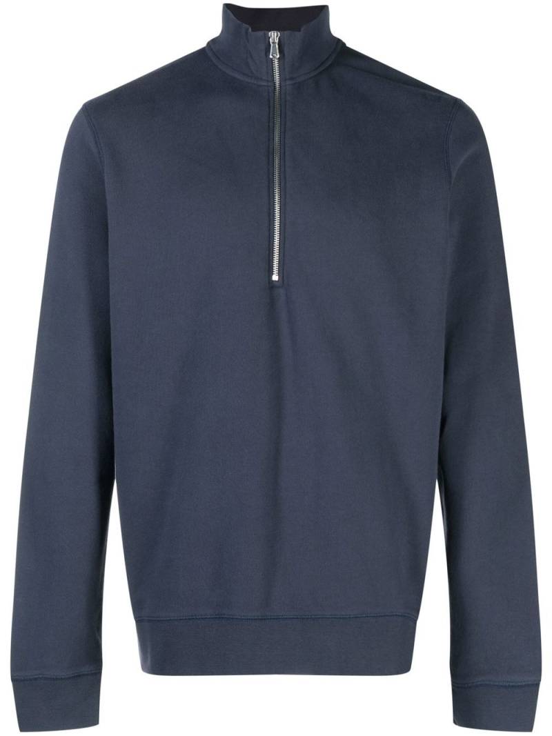 Sunspel half-zip front sweatshirt - Blue von Sunspel