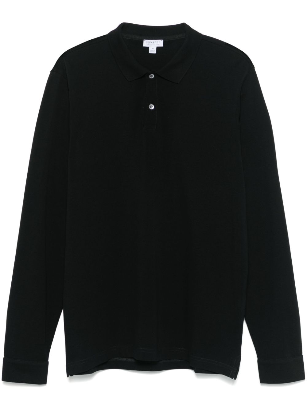 Sunspel piqué long-sleeves polo shirt - Black von Sunspel