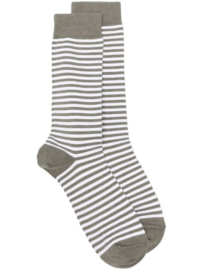 Sunspel striped ankle socks - Green von Sunspel