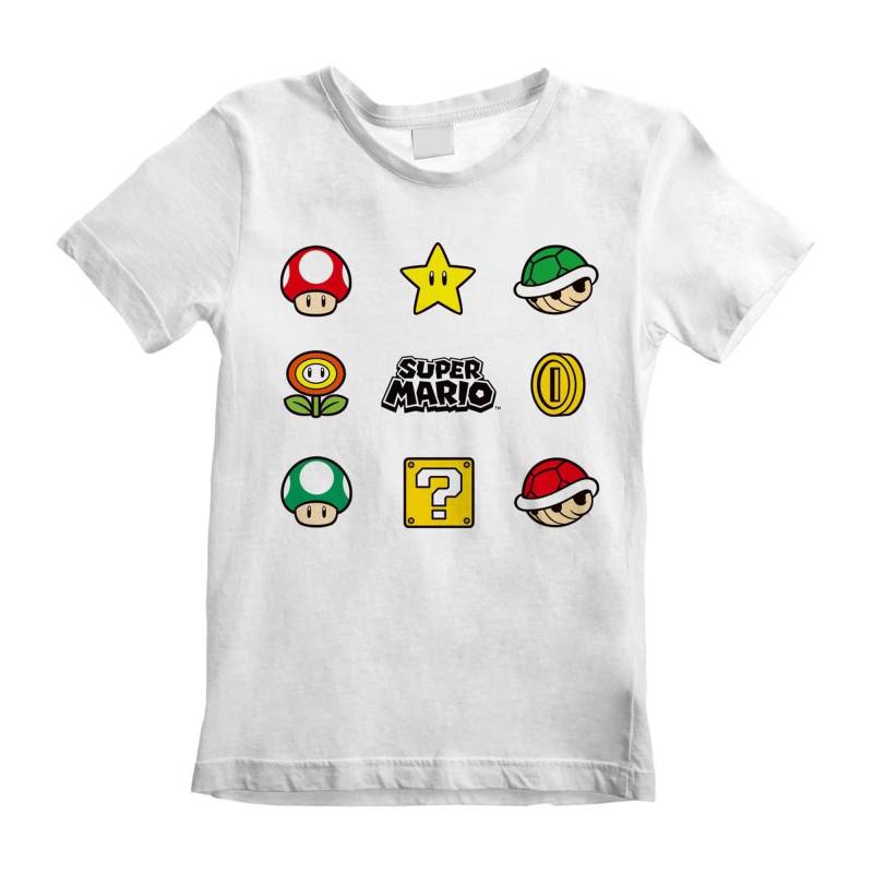 Super Mario - Items TShirt, 104, Weiss von Super Mario