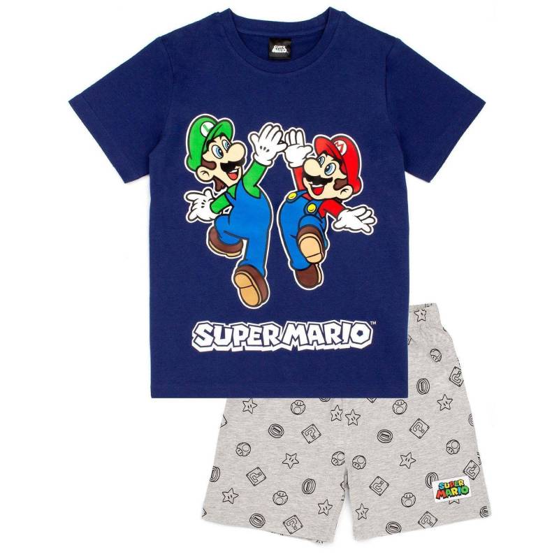 Super Mario - Schlafanzug mit Shorts, 128, Marine von Super Mario