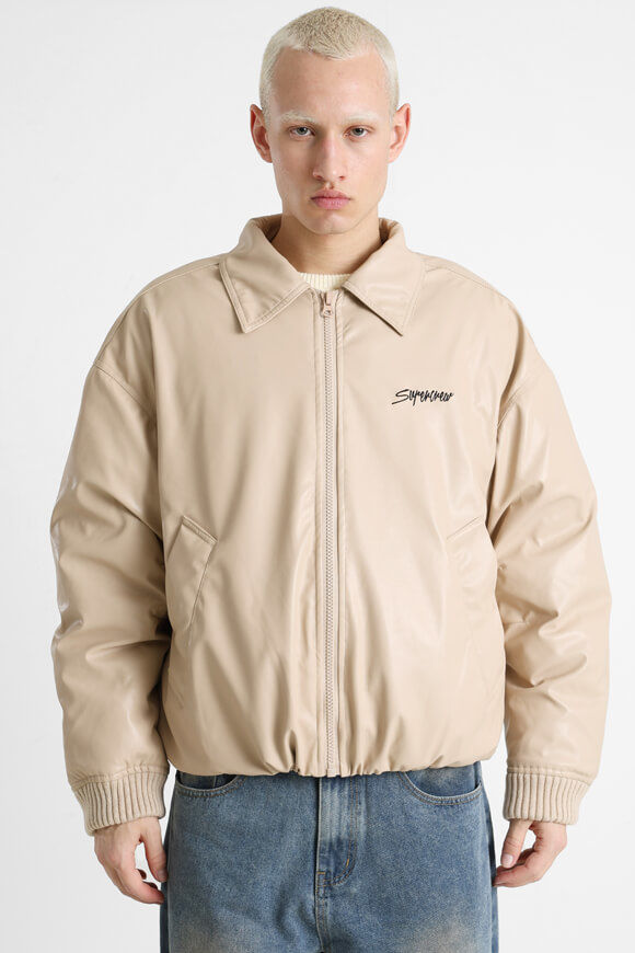 Supercrew Bomber Kunstlederjacke | Beige | Herren  | L von Supercrew