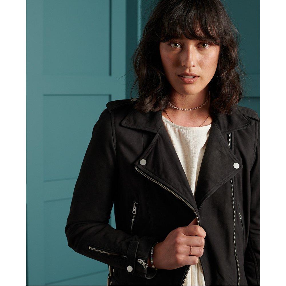 Klassische Bikerjacke Aus Wildleder Für Damen Unisex Anthrazit 40 von Superdry