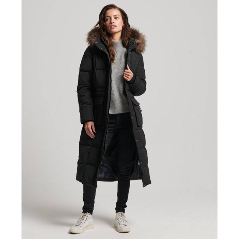 Lange Daunenjacke Mit Kunstpelzbesatz Für Damen Everest Damen  XXS von Superdry