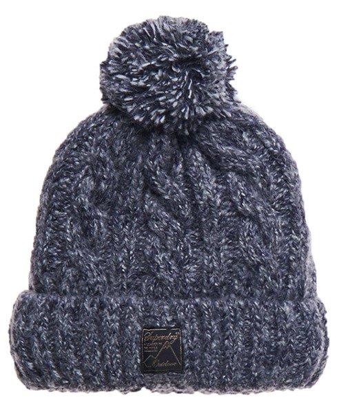 Mütze Bequem Sitzend-tweed Cable Beanie Damen Blau ONE SIZE von Superdry