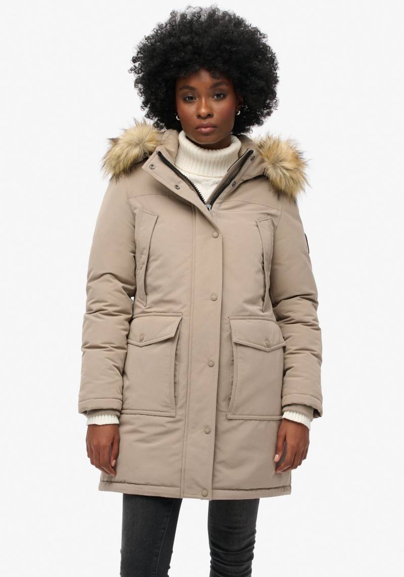 Superdry Steppjacke »EVEREST FAUX FUR PARKA JACKET«, mit Kapuze von Superdry