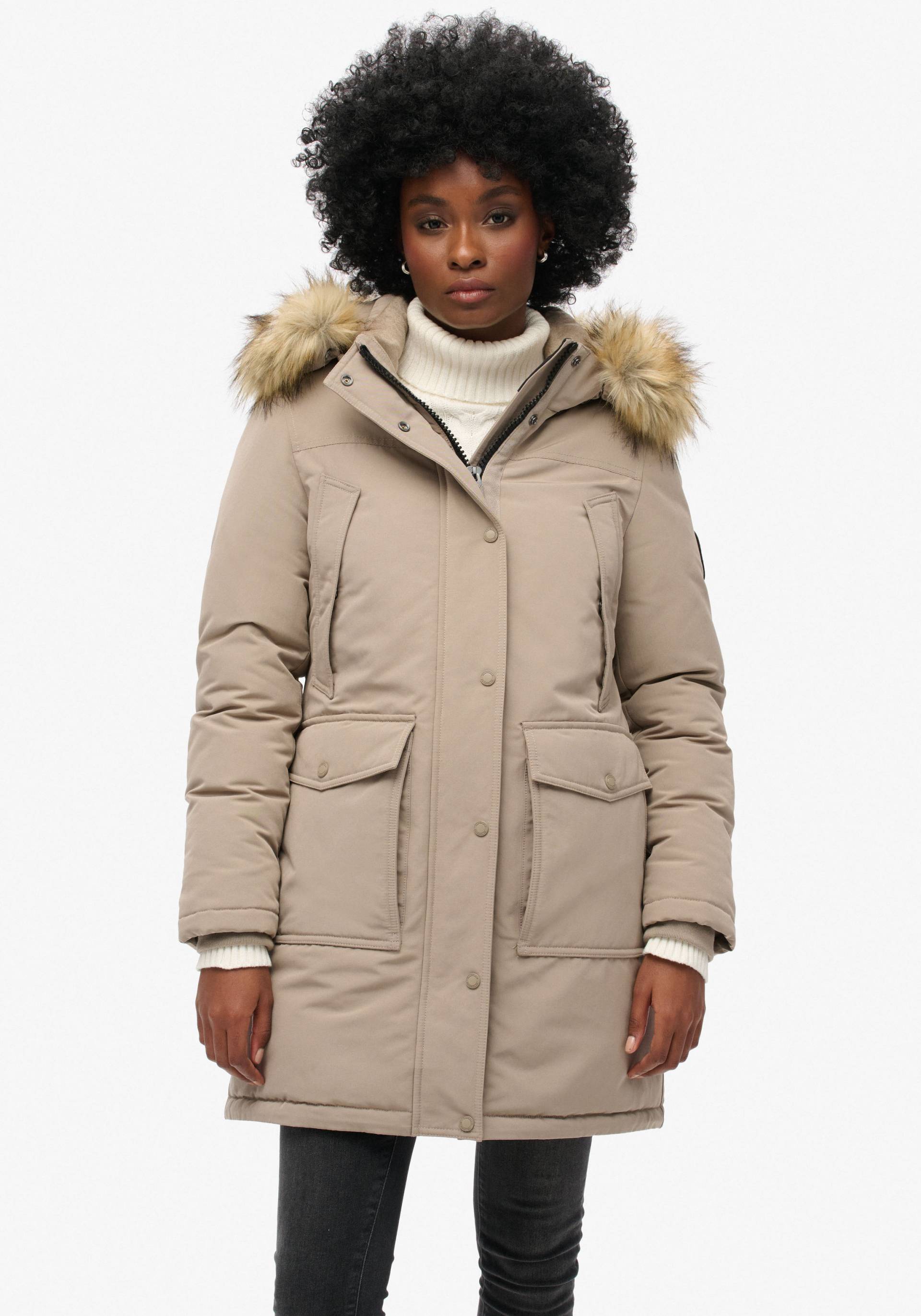 Superdry Steppjacke »EVEREST FAUX FUR PARKA JACKET«, mit Kapuze von Superdry