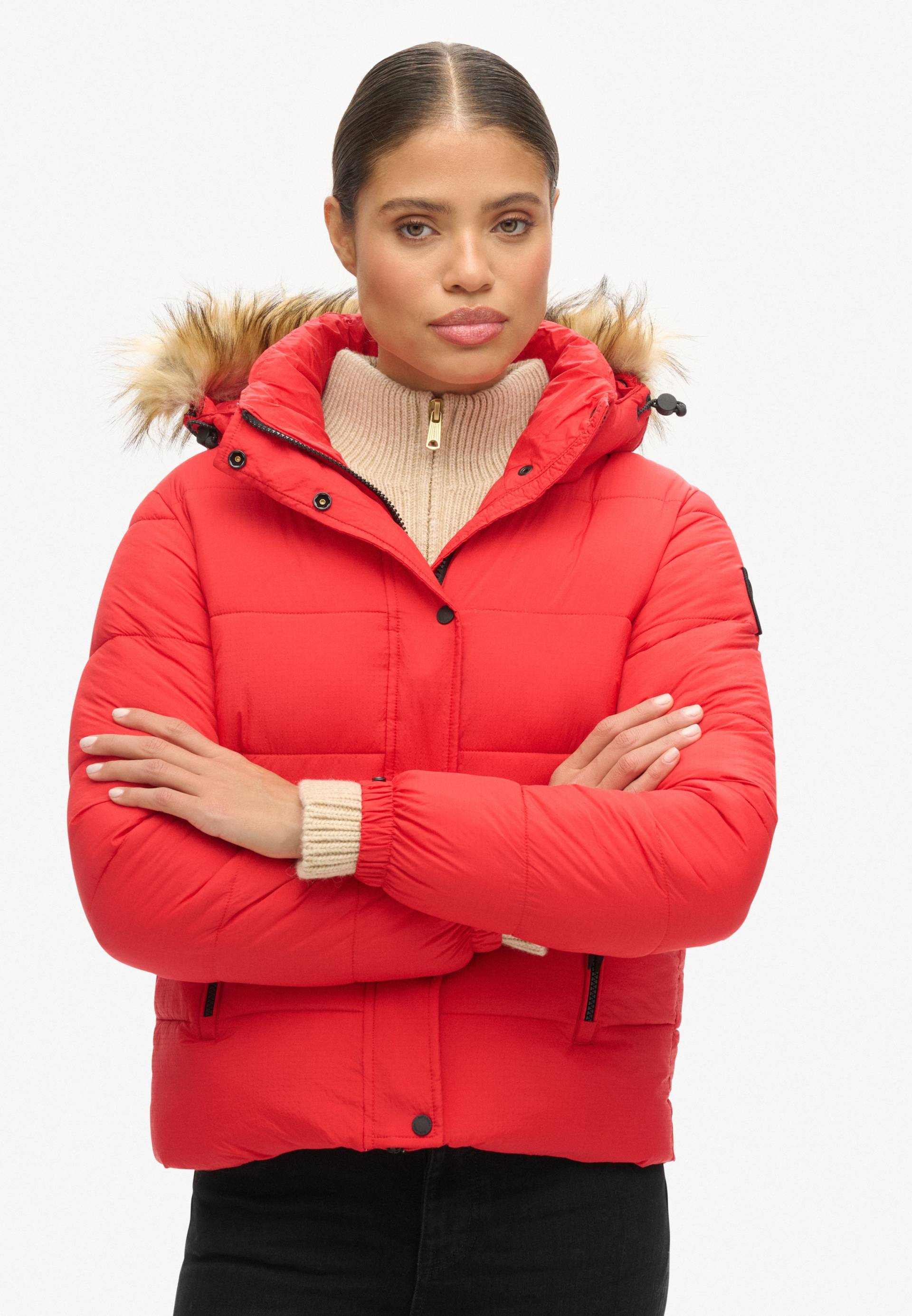 Superdry Steppjacke »FAUX FUR SHORT HOOD PUFFER«, mit Kapuze Superdry Steppjacke »FAUX FUR SHORT HOOD PUFFER«, mit Kapuze von Superdry