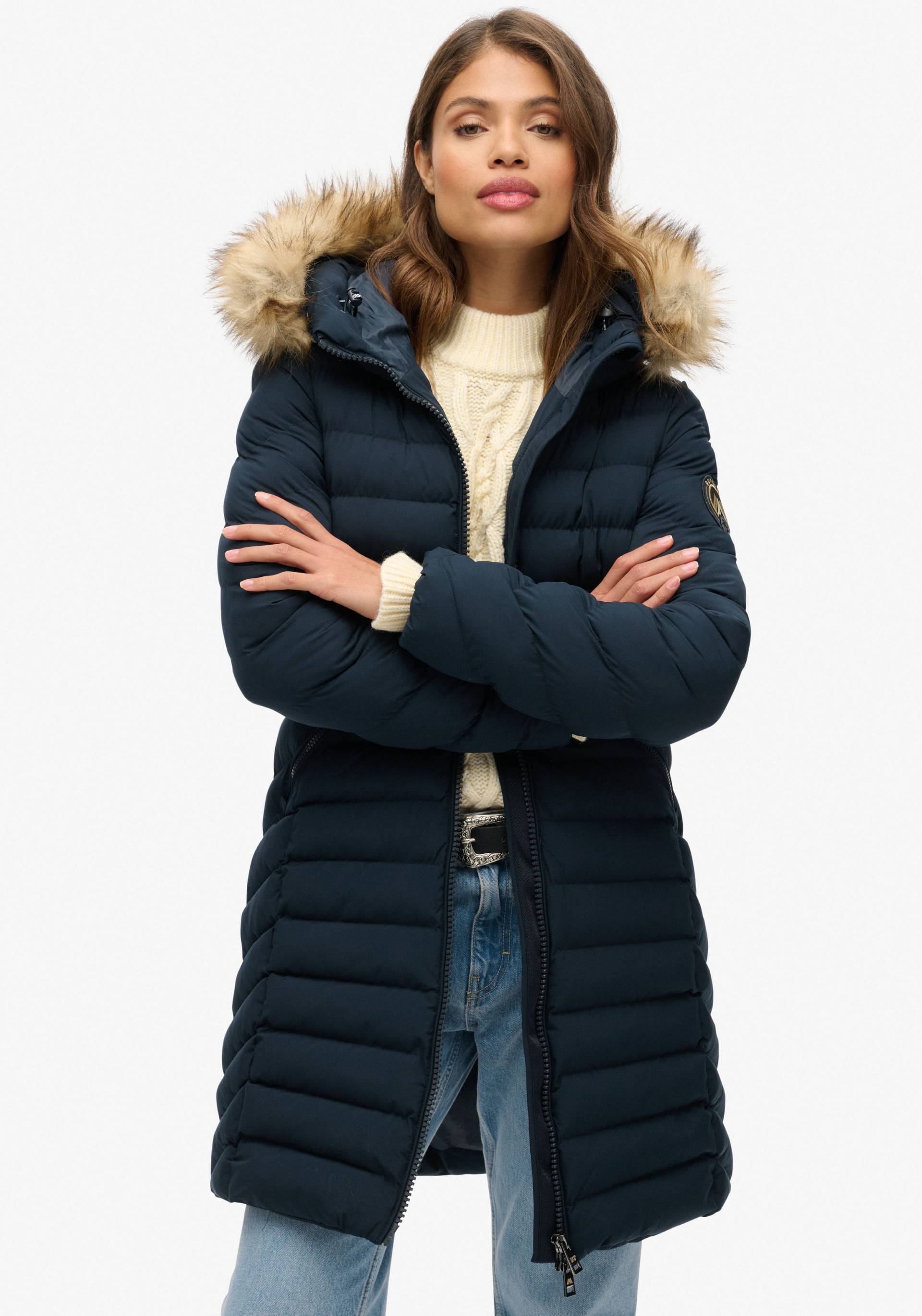 Superdry Steppjacke »FUJI FAUX FUR HOOD MID LENGTH«, mit Kapuze Superdry Steppjacke »FUJI FAUX FUR HOOD MID LENGTH«, mit Kapuze von Superdry