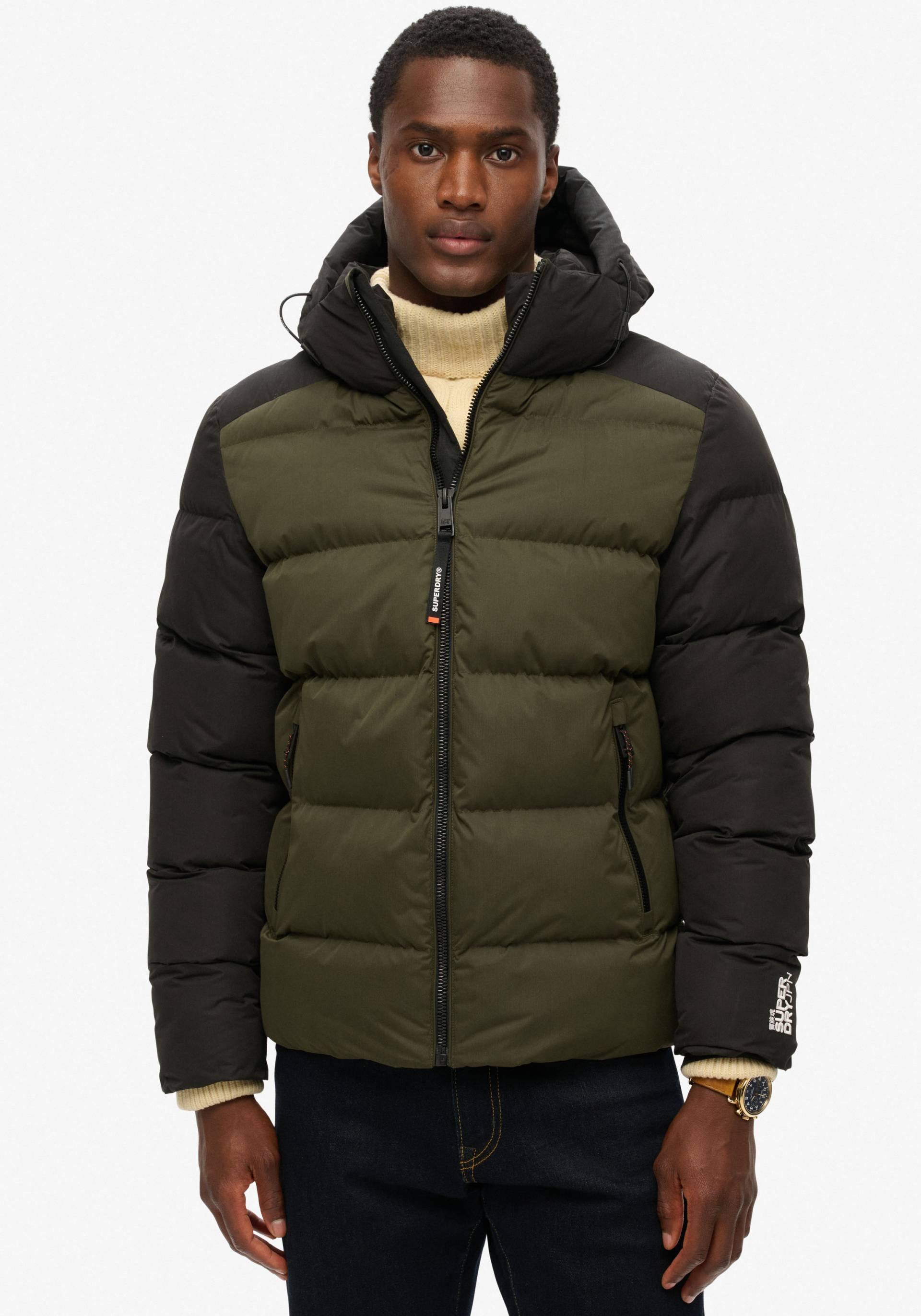 Superdry Steppjacke »HOOD COLOUR BLOCK SPORT PUFFER«, mit Kapuze von Superdry