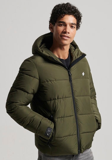 Superdry Steppjacke »HOODED SPORTS PUFFR JACKET«, mit Kapuze, mit kontrastfarbener Stickerei von Superdry