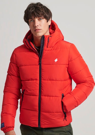 Superdry Steppjacke »HOODED SPORTS PUFFR JACKET«, mit Kapuze, mit kontrastfarbener Stickerei von Superdry