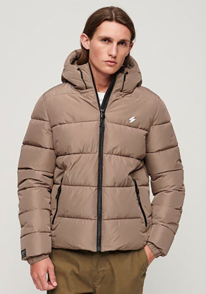 Superdry Steppjacke »HOODED SPORTS PUFFR JACKET«, mit Kapuze, mit kontrastfarbener Stickerei von Superdry