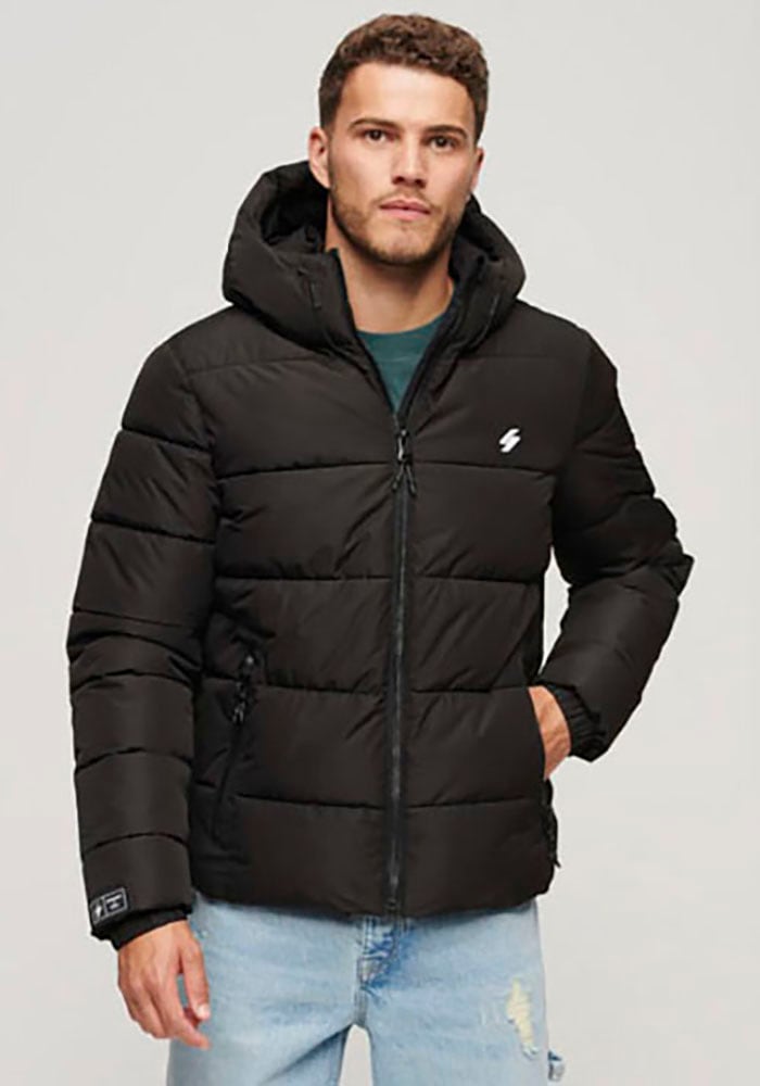 Superdry Steppjacke »HOODED SPORTS PUFFR JACKET«, mit Kapuze, mit kontrastfarbener Stickerei von Superdry