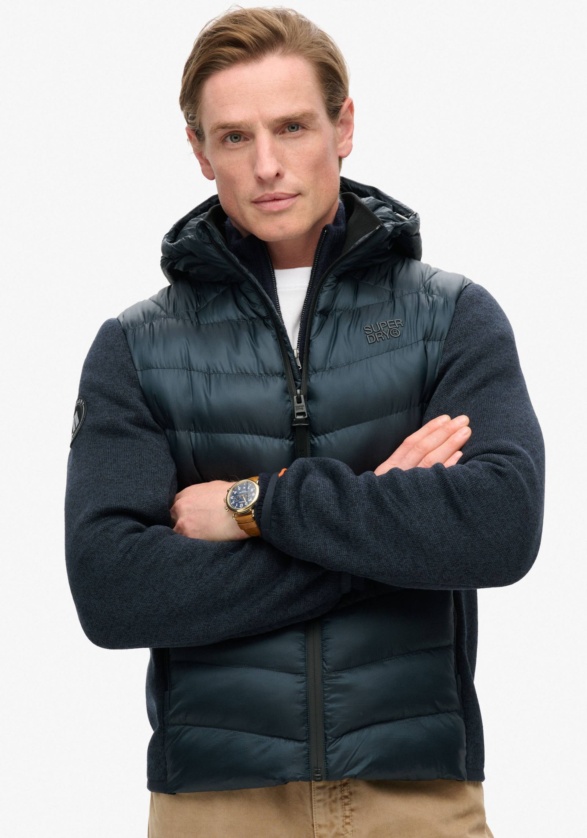 Superdry Steppjacke »Hooded Knit Storm Hybrid Jkt« von Superdry