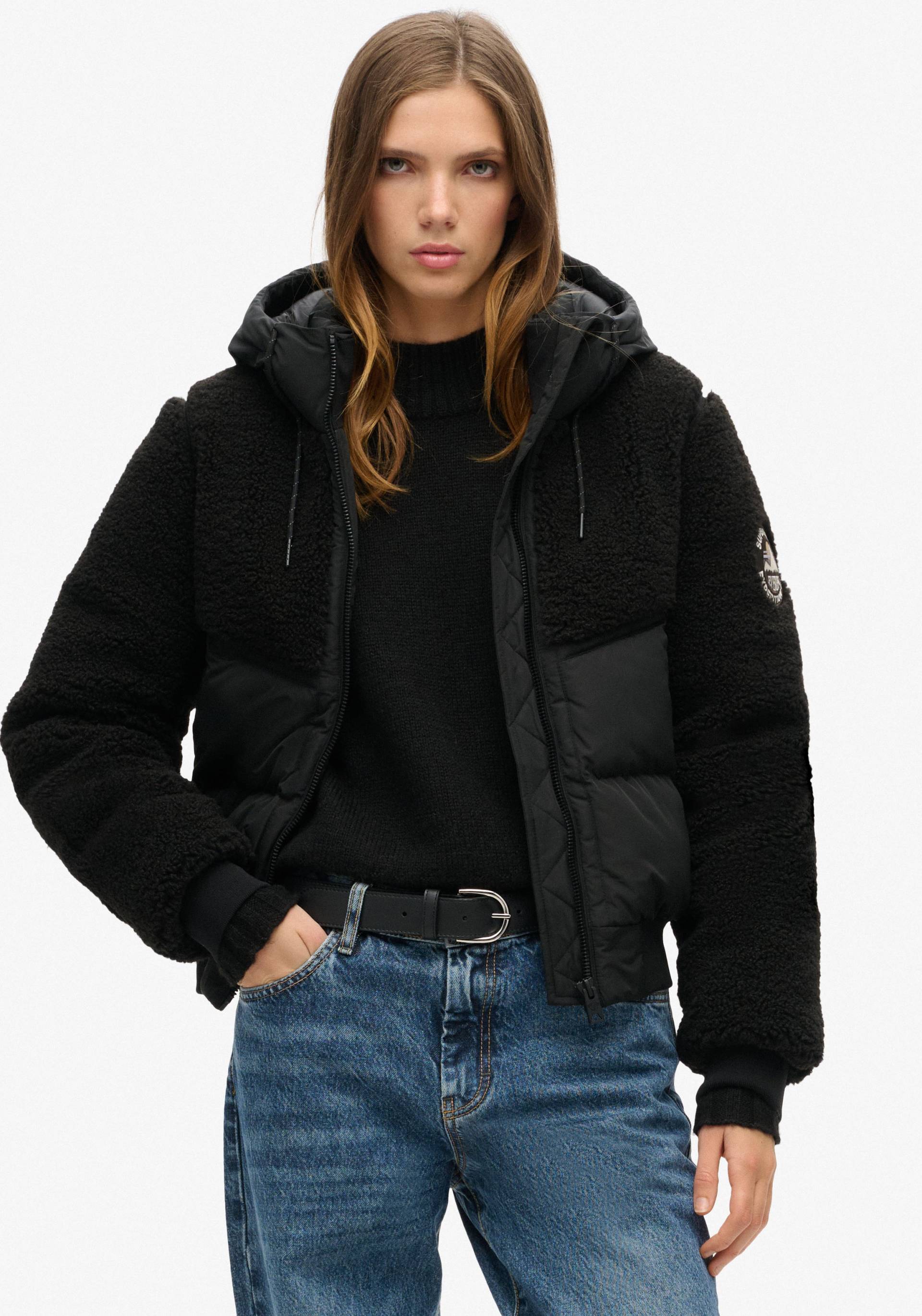 Superdry Steppjacke »SU-EVEREST BOMBER HYBRID JACKET«, mit Kapuze von Superdry