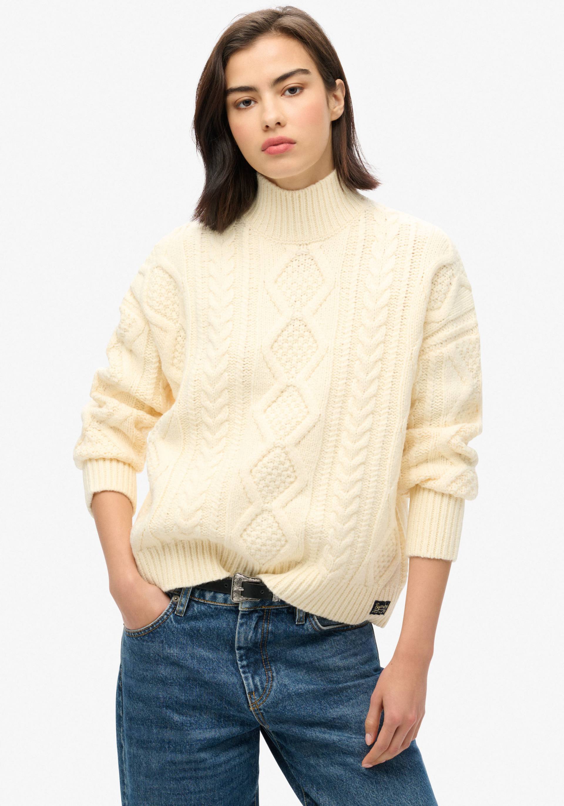 Superdry Strickpullover »CABLE HIGH NECK JUMPER« von Superdry