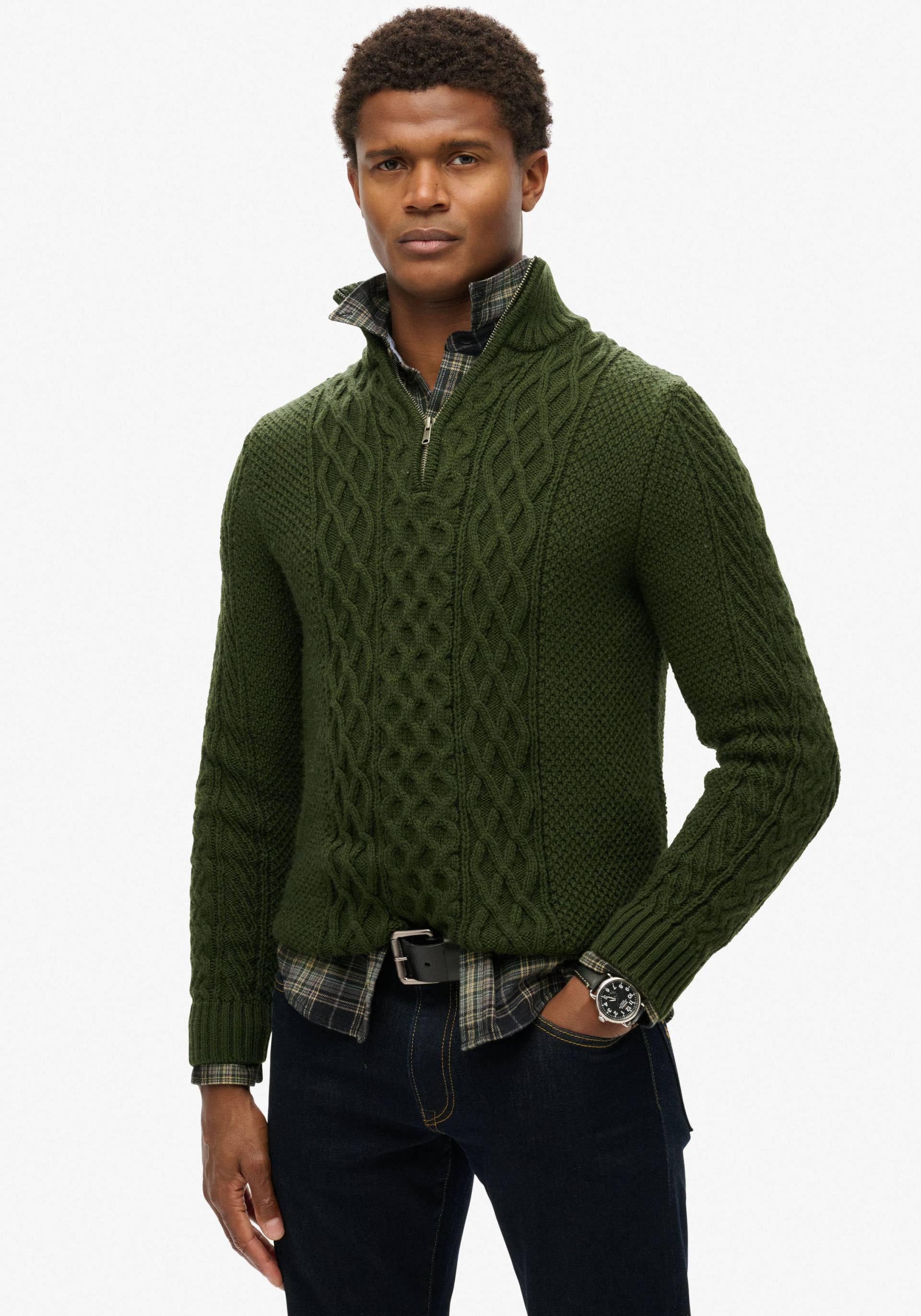 Superdry Strickpullover »Jacob Cable Knit Half Zip« Superdry Strickpullover »Jacob Cable Knit Half Zip« von Superdry