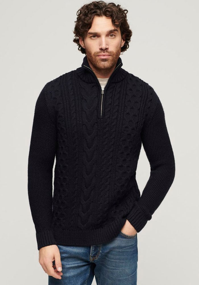 Superdry Strickpullover »Jacob Cable Knit Half Zip« Superdry Strickpullover »Jacob Cable Knit Half Zip« von Superdry