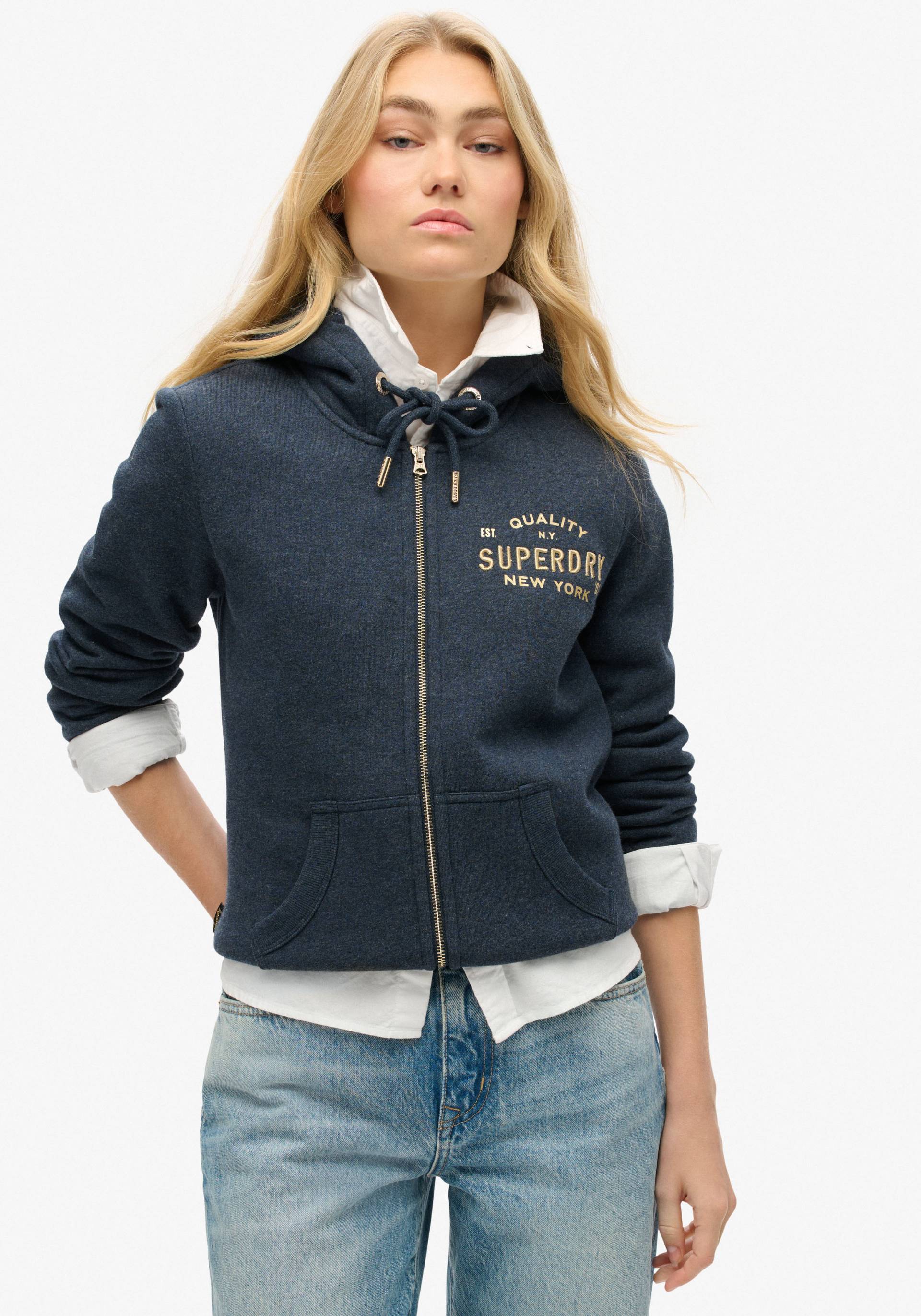 Superdry Sweatjacke »SU-Luxe Metallic Logo Ziphood« Superdry Sweatjacke »SU-Luxe Metallic Logo Ziphood« von Superdry