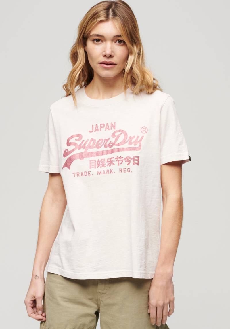 Superdry T-Shirt »METALLIC VL RELAXED T SHIRT«, Print-Shirt mit glitzerndem Logo-Druck von Superdry