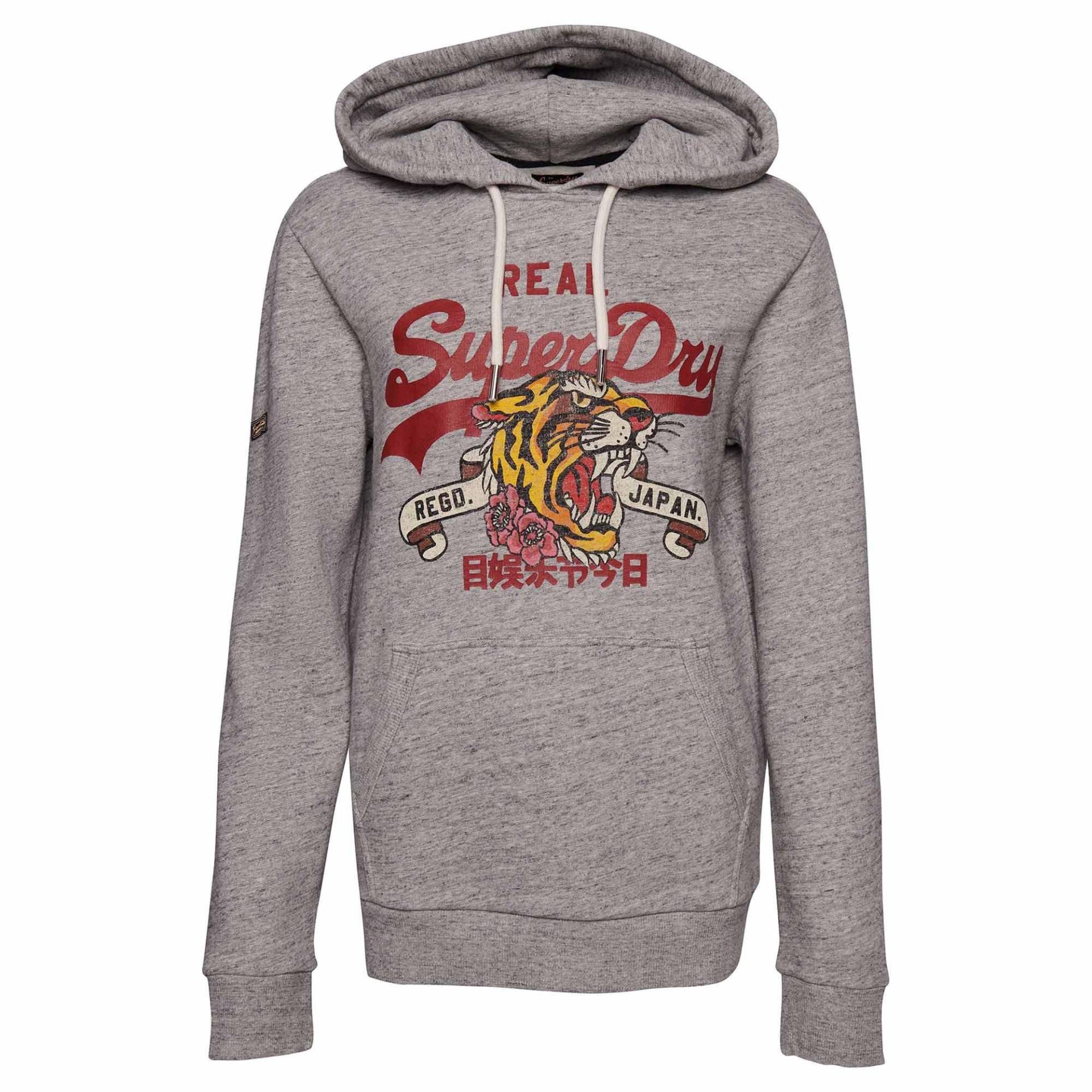 Sweatshirt Bequem Sitzend-vintage Narrative Hood Damen Grau M von Superdry