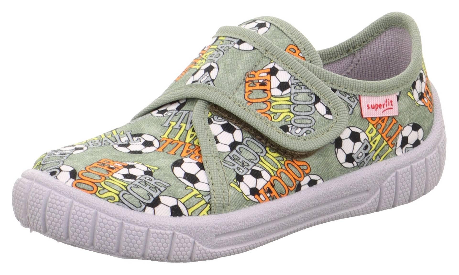 Superfit Hausschuh »BILL WMS: Mittel«, Klettschuh, Kindergarten Schuh mit Fussball-Print von Superfit