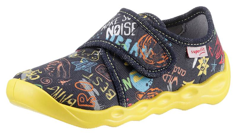 Superfit Hausschuh »BUBBLE WMS: Mittel«, Klettschuh, Kindergarten Schuh mit coolem Print von Superfit