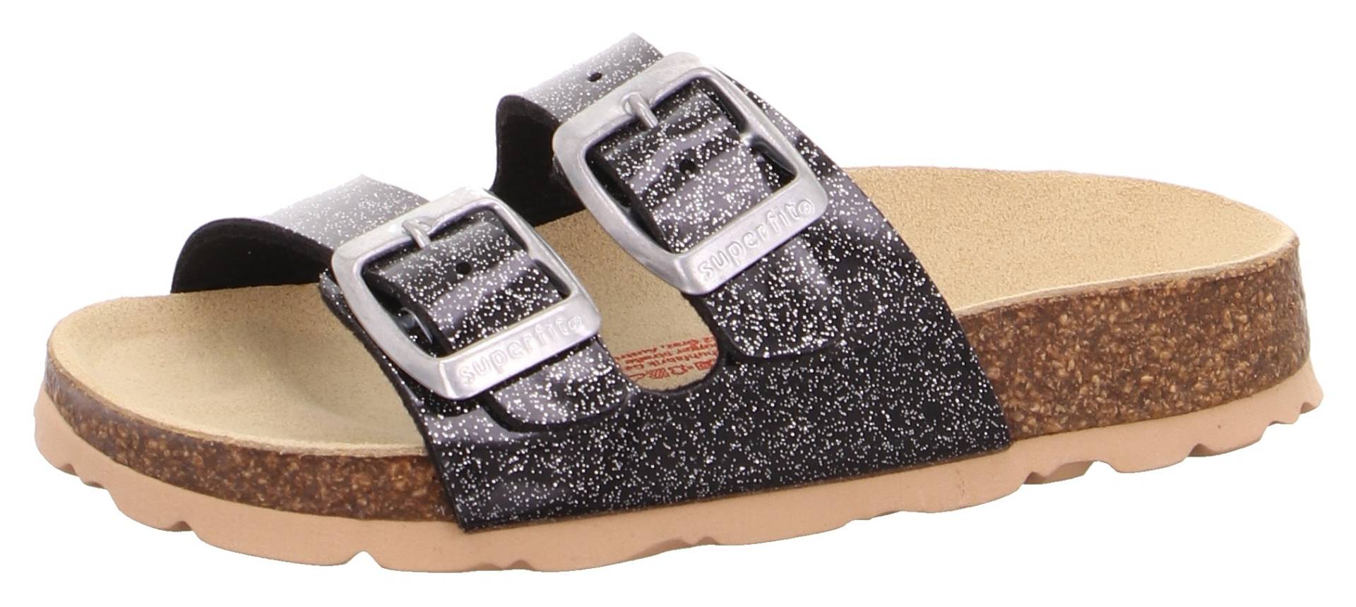 Superfit Pantolette »Fussbettpantoffel VIOS WMS: Mittel«, Sommerschuh, Schlappen, Hausschuh mit glitzerndem Obermaterial von Superfit