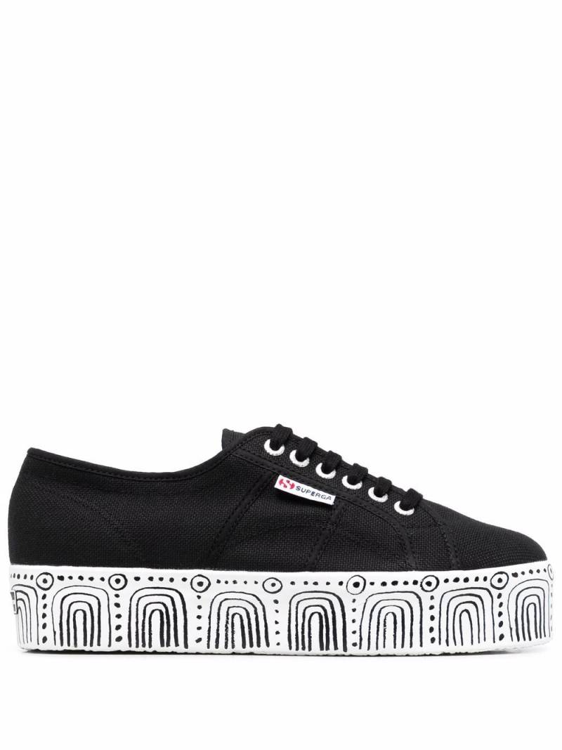 Superga abstract-pattern platform sneakers - Black von Superga