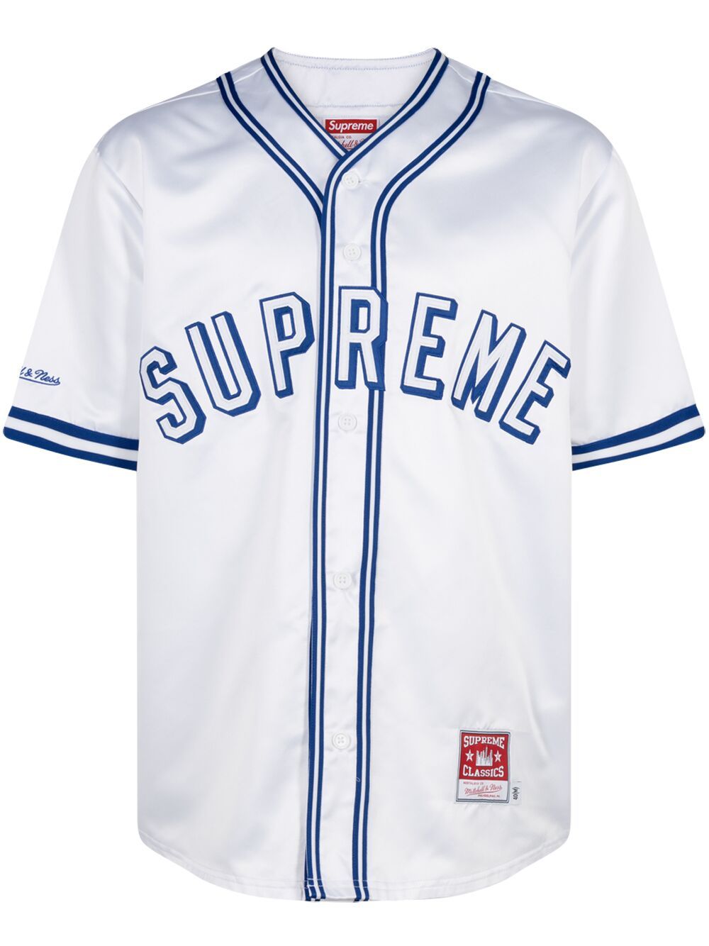 Supreme Mitchell & Ness satin baseball jersey T-shirt - White von Supreme