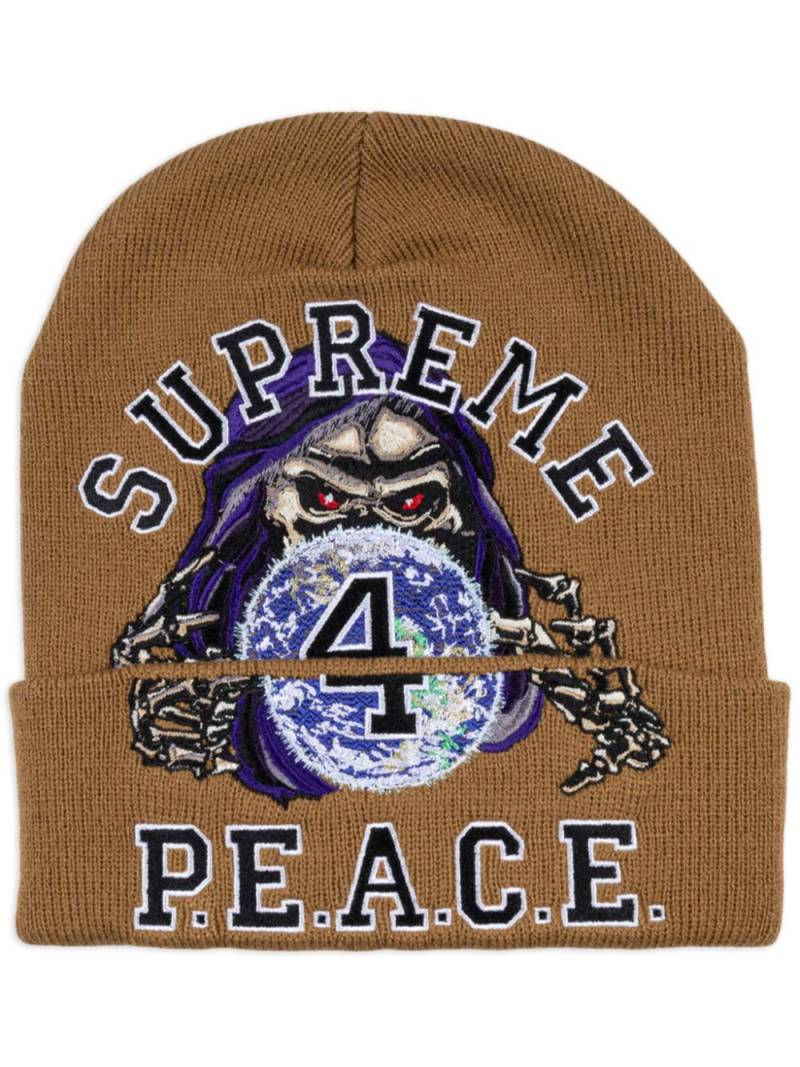 Supreme Peace embroidered beanie - Brown von Supreme