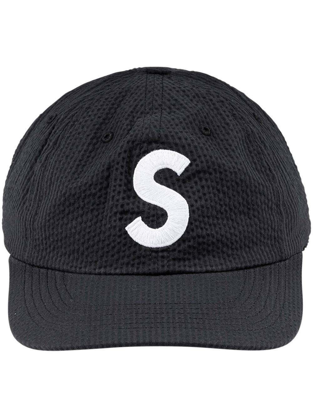 Supreme logo-embroidered seersucker baseball cap - Black von Supreme