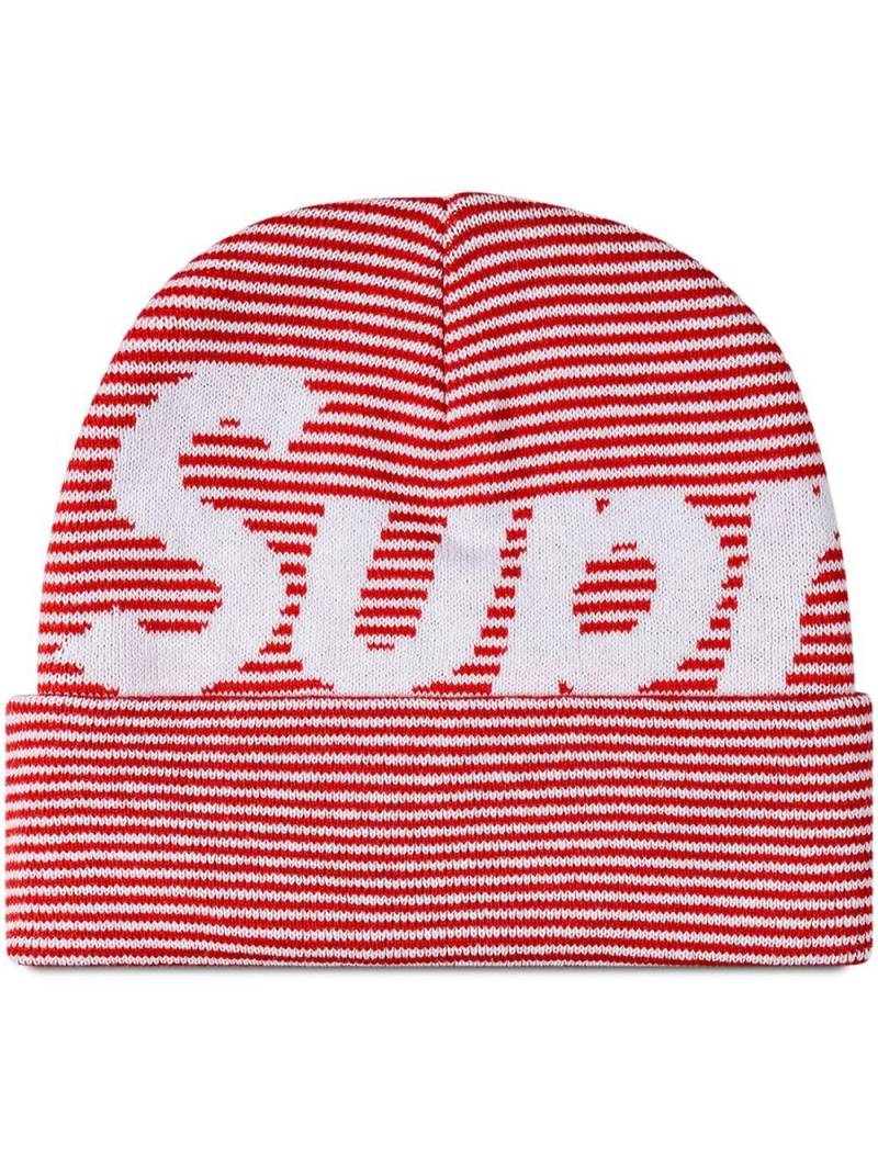 Supreme striped Big Logo beanie - Red von Supreme