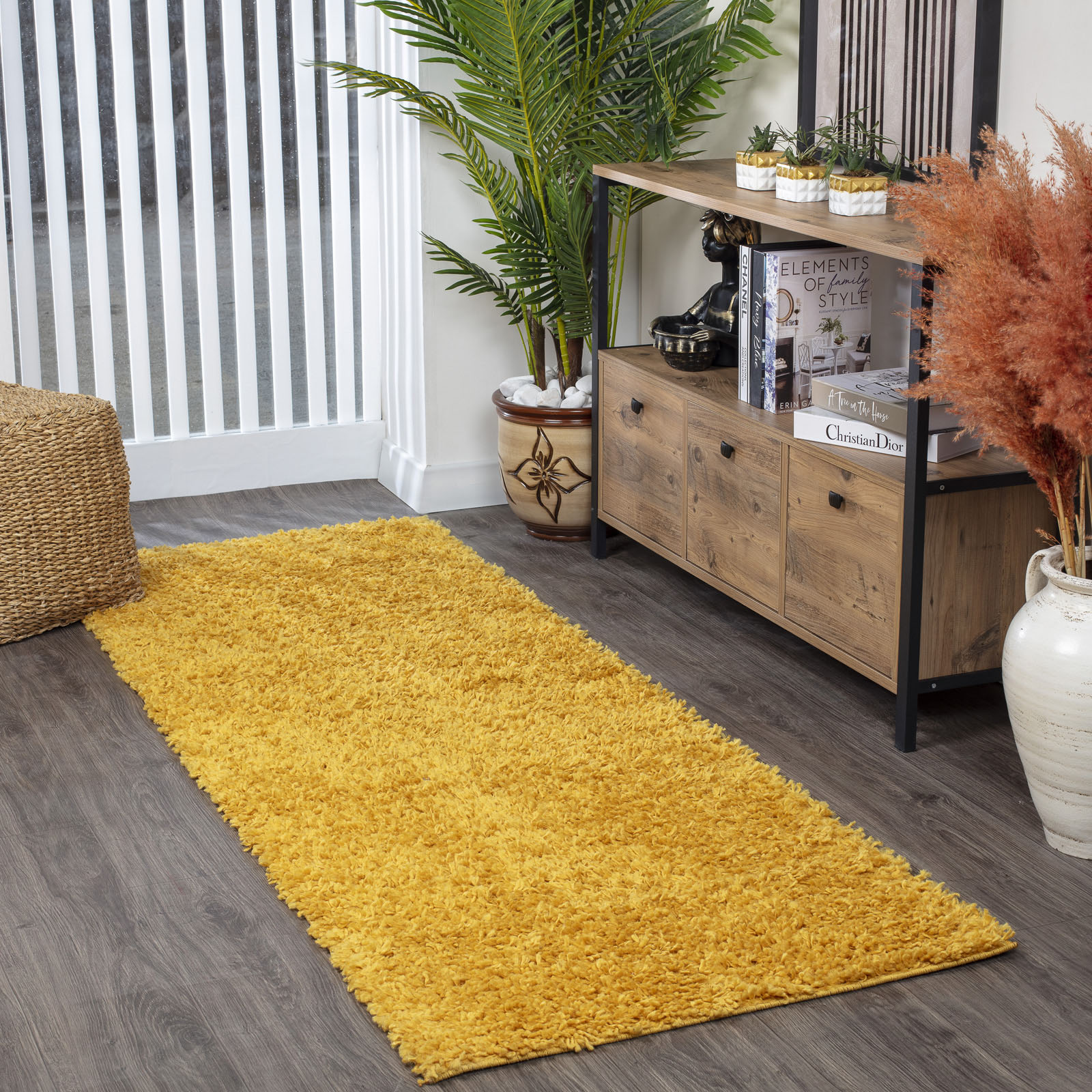 Surya Hochflor-Läufer »UNI CHIC 2310«, rechteckig, Flauschig, Langflor, Weich, Wohnzimmer Flurteppich, Gelb von Surya