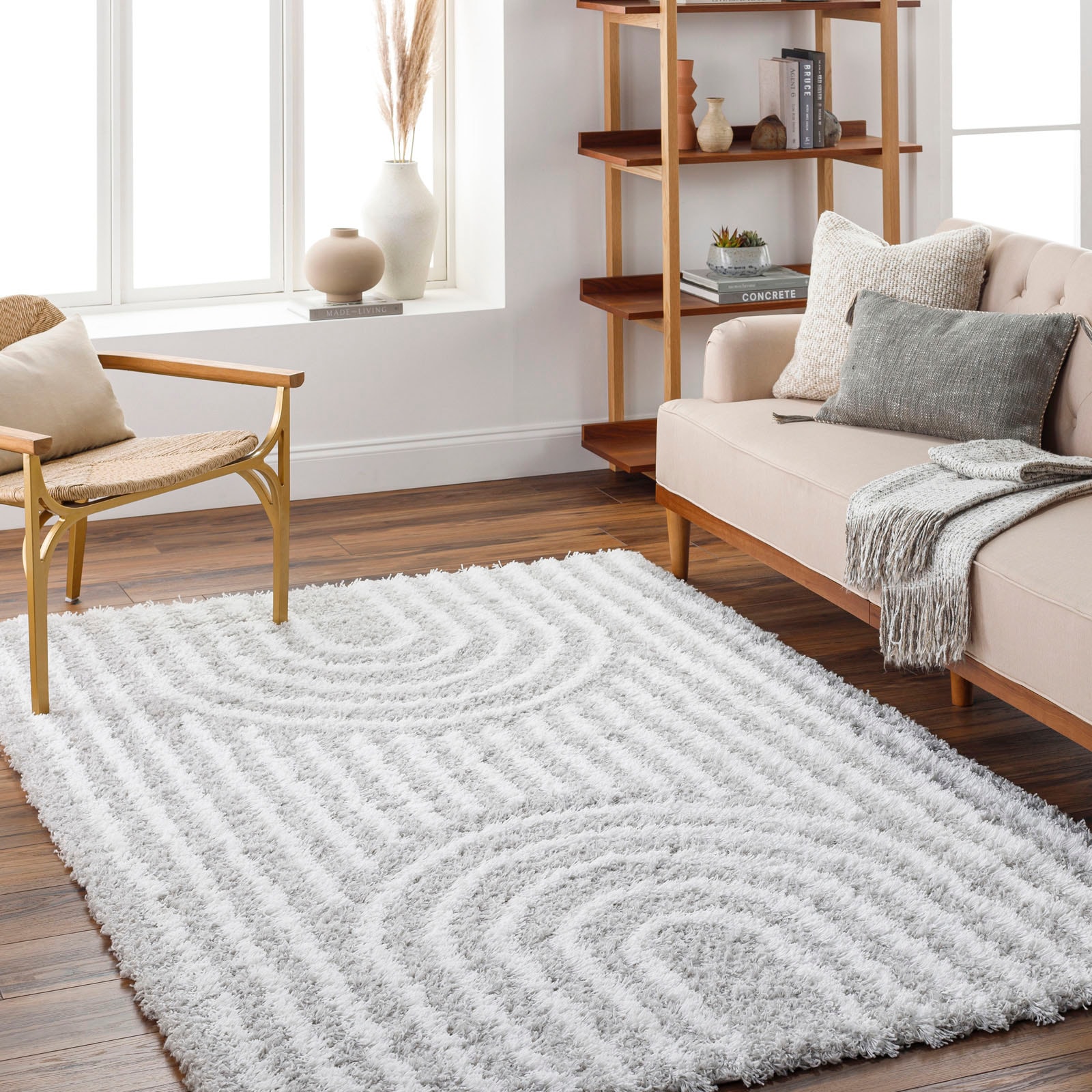 Surya Hochflor-Teppich »Geometric 2310«, rechteckig, Flauschig, Langflor, Weich, Boho Wohnzimmerteppich, Grau von Surya