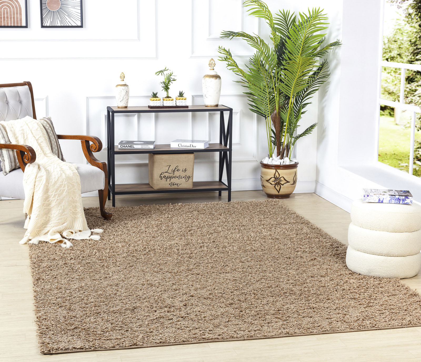 Surya Hochflor-Teppich »UNI CHIC 2301«, rechteckig, Flauschig, Langflor, Weich, Wohnzimmer Flurteppich, Beige von Surya