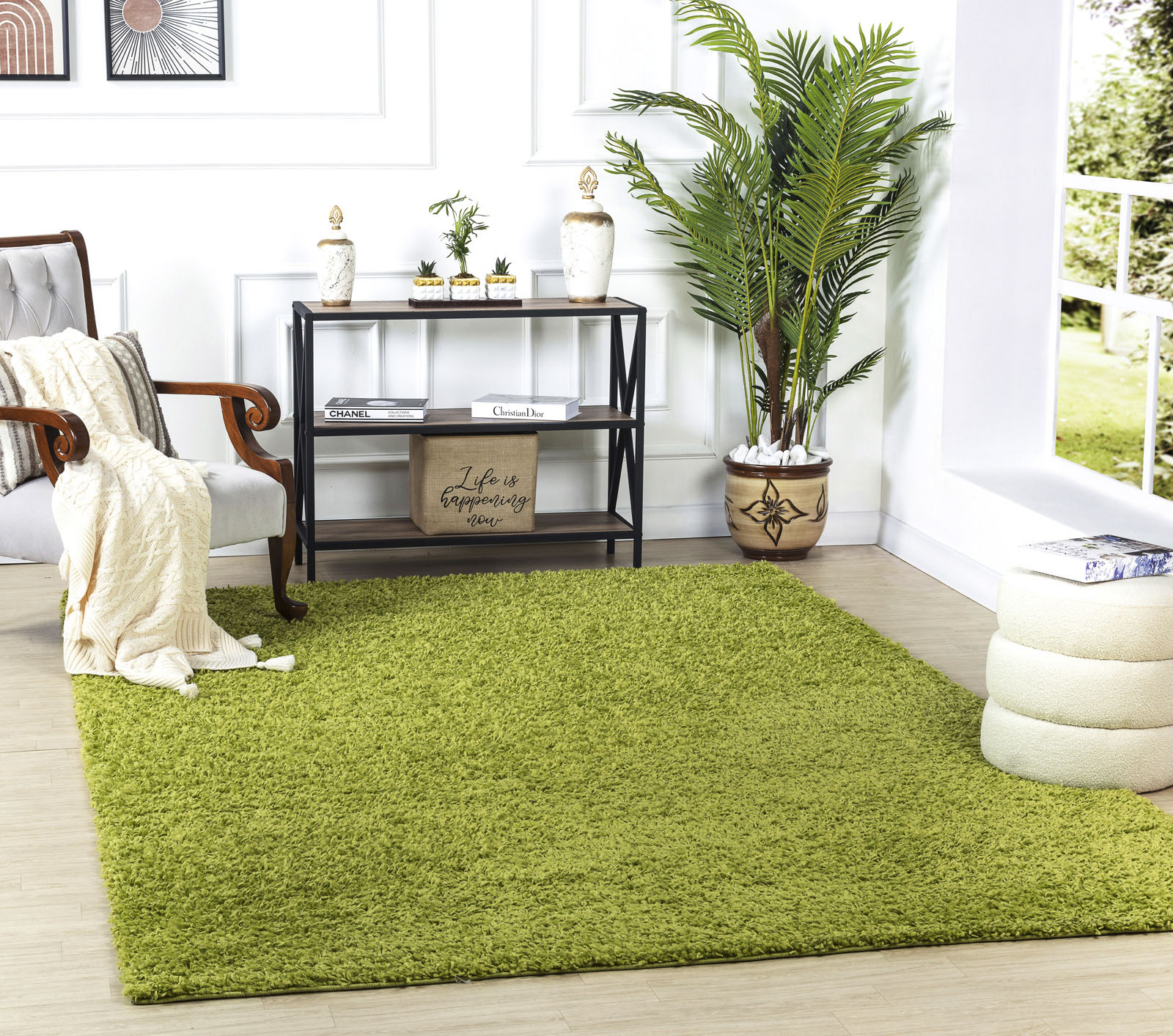 Surya Hochflor-Teppich »UNI CHIC 2307«, rechteckig, Flauschig, Langflor, Weich, Wohnzimmer Flurteppich, Grün von Surya