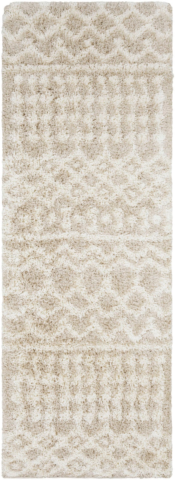 Surya Hochflor-Läufer »DUBAI«, rechteckig, Flauschig, Langflor, Weich, Boho Wohnzimmerteppich, Beige von Surya