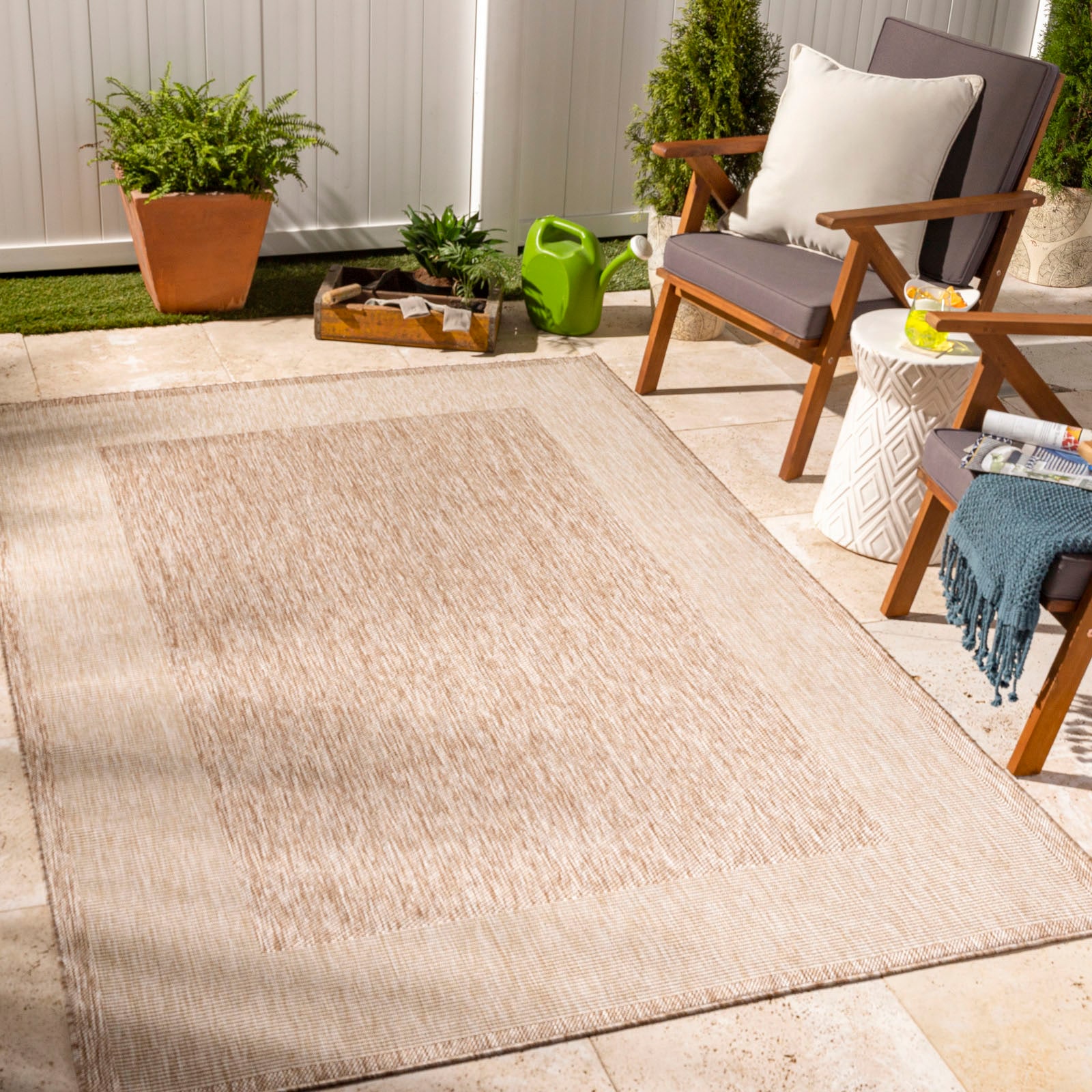 Surya Teppich »MELILLA«, rechteckig, Teppich In- /Outdoor Boho Jute-Optik, Balkon, Terrasse, Garten, Beige von Surya