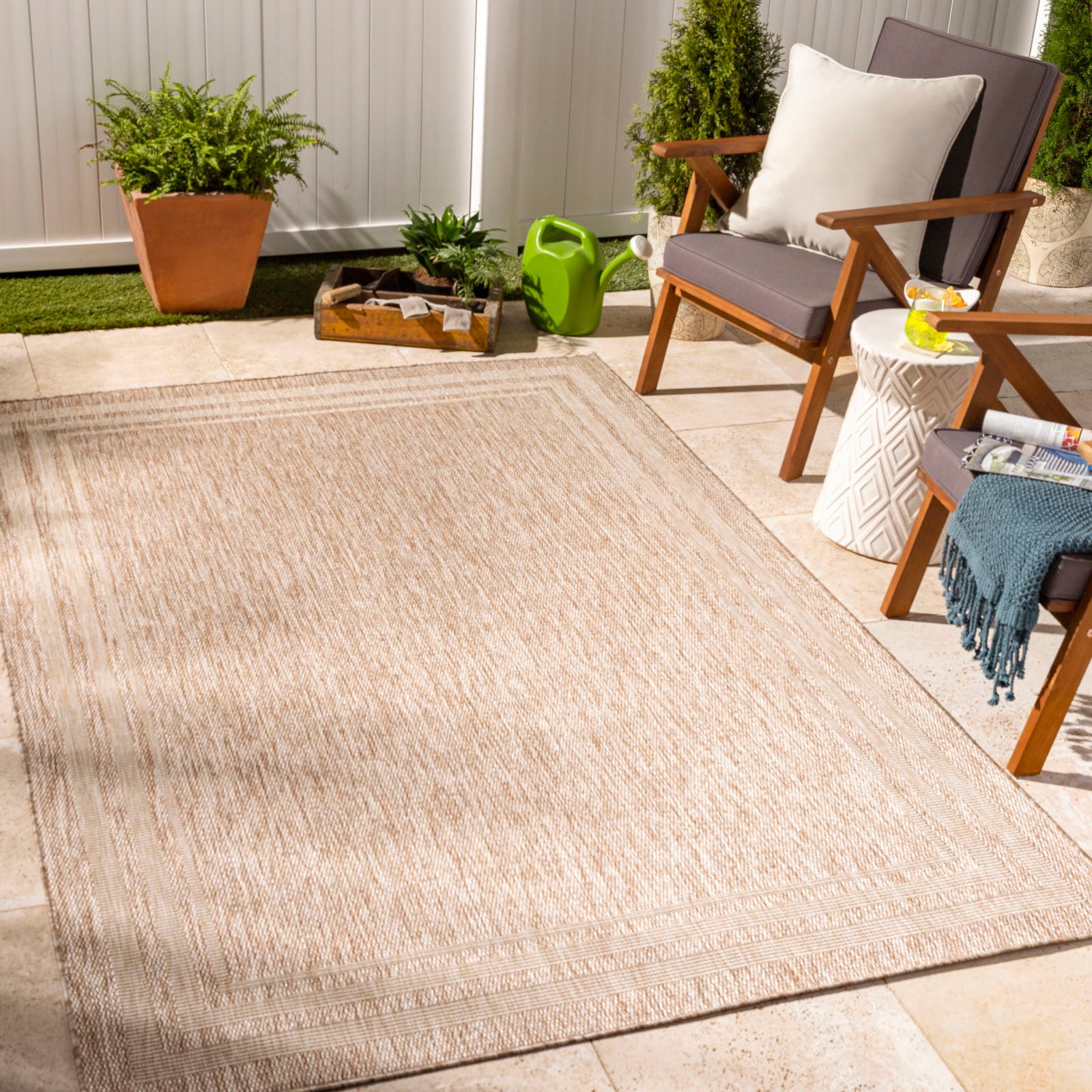 Surya Teppich »Cottage 2369«, rechteckig, 4 mm Höhe, Teppich In- /Outdoor Boho Jute-Optik, Balkon, Terrasse, Garten, Beige von Surya