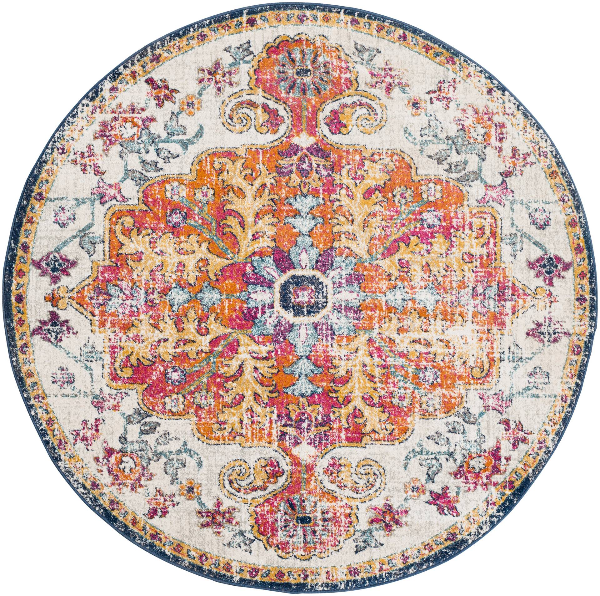 Surya Teppich »Traditional«, rund, 12 mm Höhe, Vintage Orientteppich, Traditional Kurzflor Boho Wohnzimmerteppich von Surya